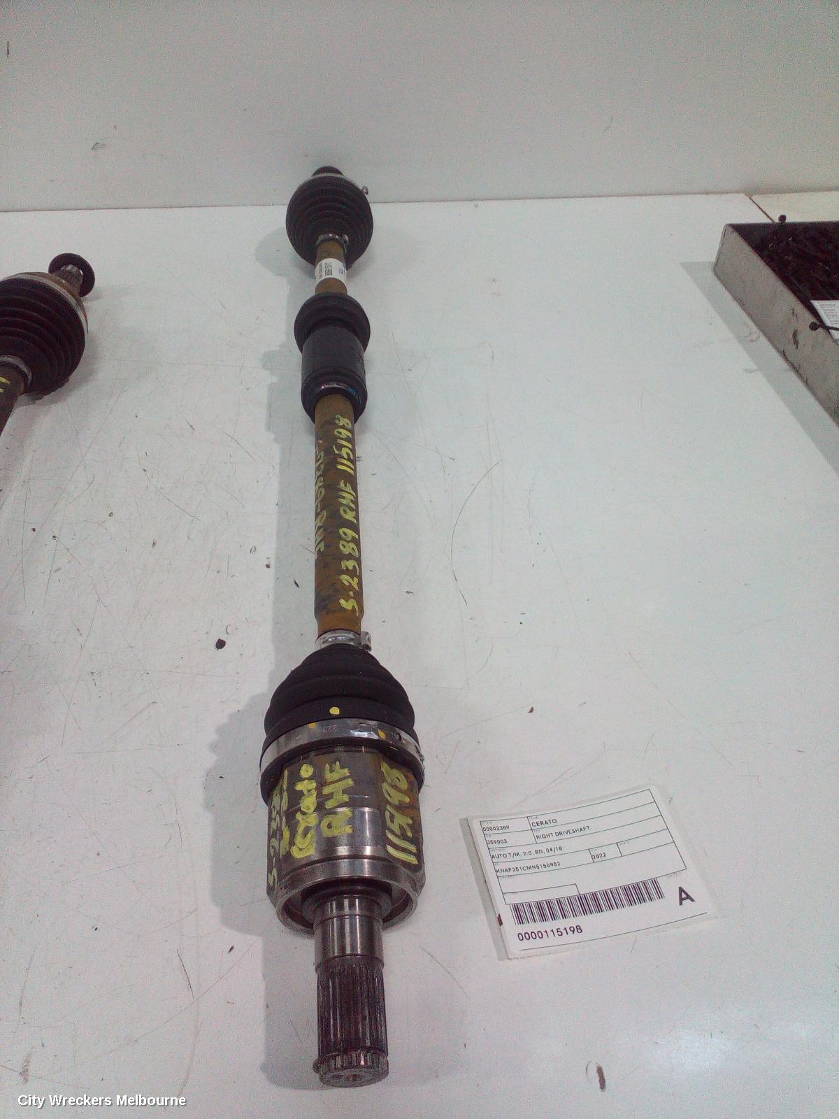 KIA CERATO RIGHT DRIVESHAFT, AUTO T/M, 2.0, BD, 04/2018 ONWARDS - Image 2