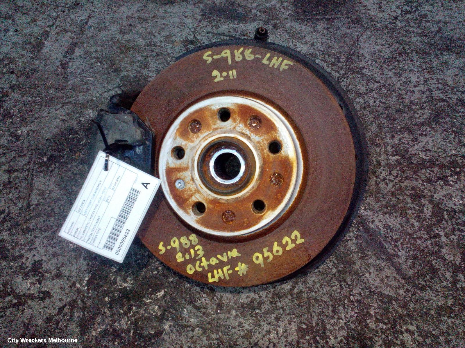 SKODA OCTAVIA LEFT FRONT HUB ASSEMBLY, 1Z, AMBIENTE, 3 HOLES TYPE, 01/2004 - 10/2013 - Image 1