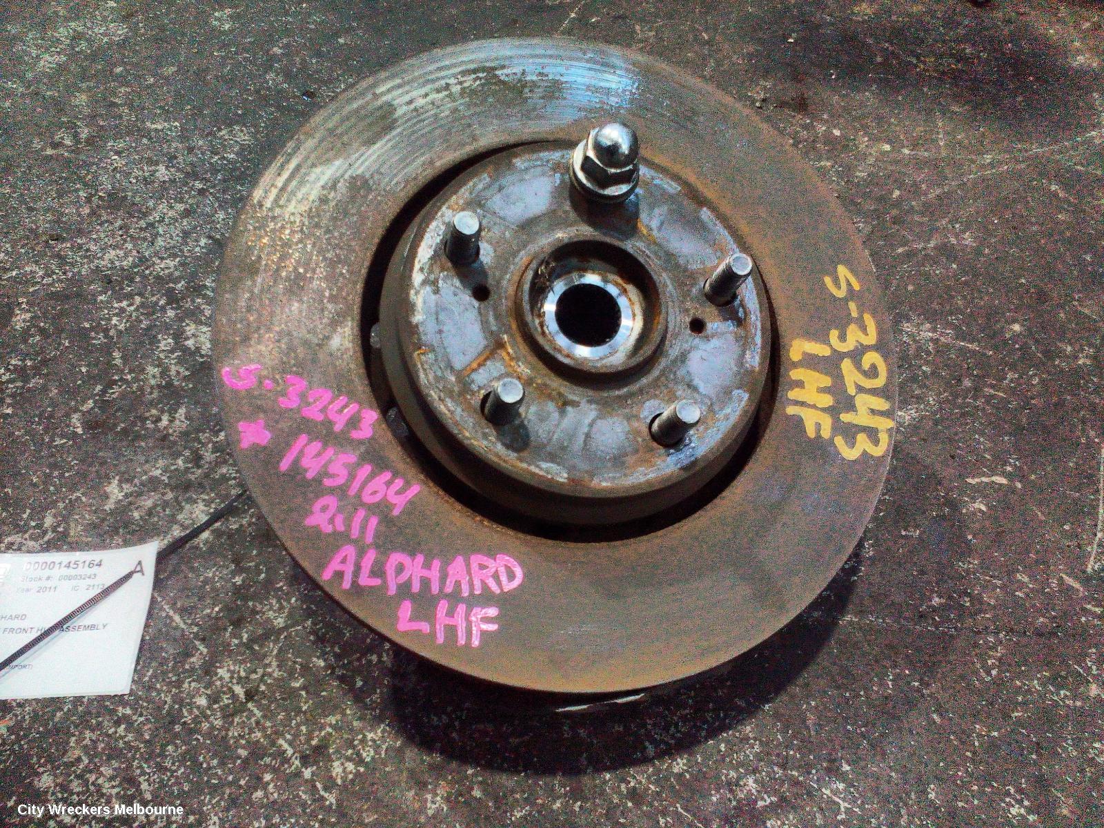 TOYOTA ALPHARD LEFT FRONT HUB ASSEMBLY, 20 SERIES, 08-15 (IMPORT) - Image 2