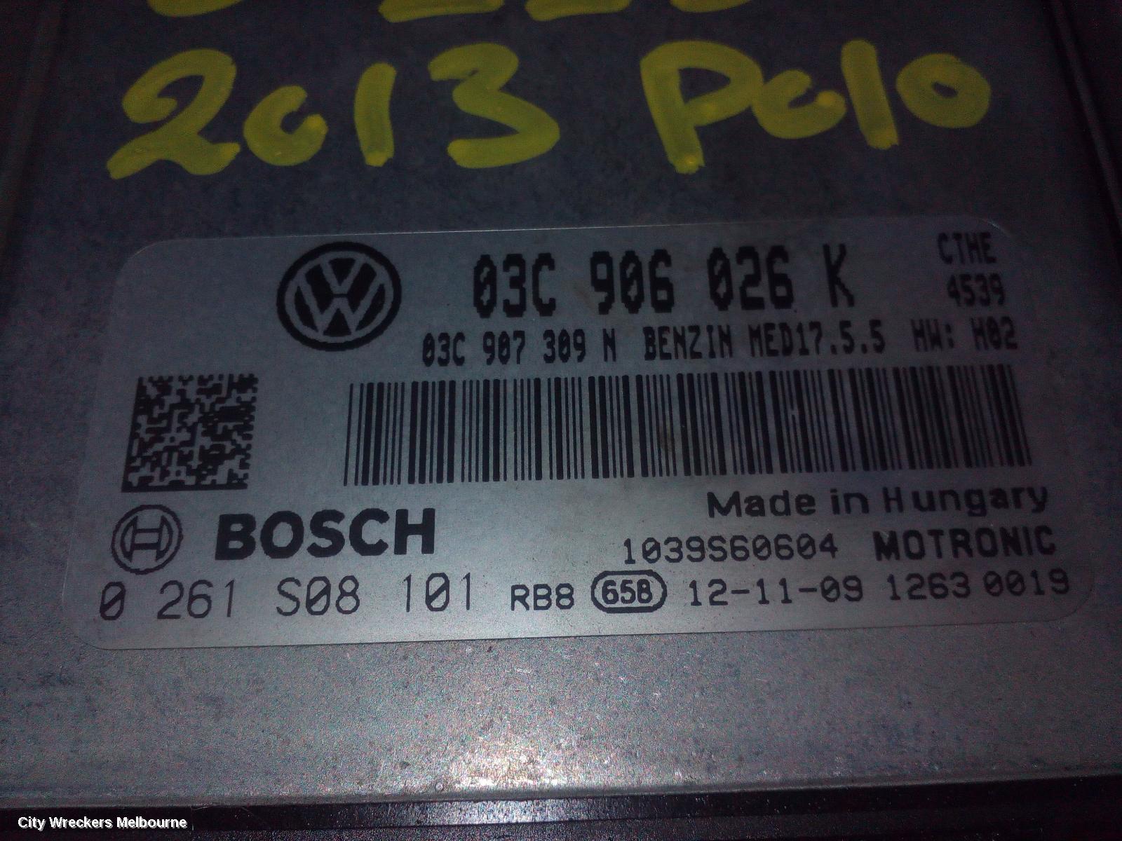 VOLKSWAGEN POLO ECU, ENGINE ECU, 1.4, PETROL, AUTO, P/N 03C906026K, ECU ONLY, 6R, 05/2010 ONWARDS - Image 3