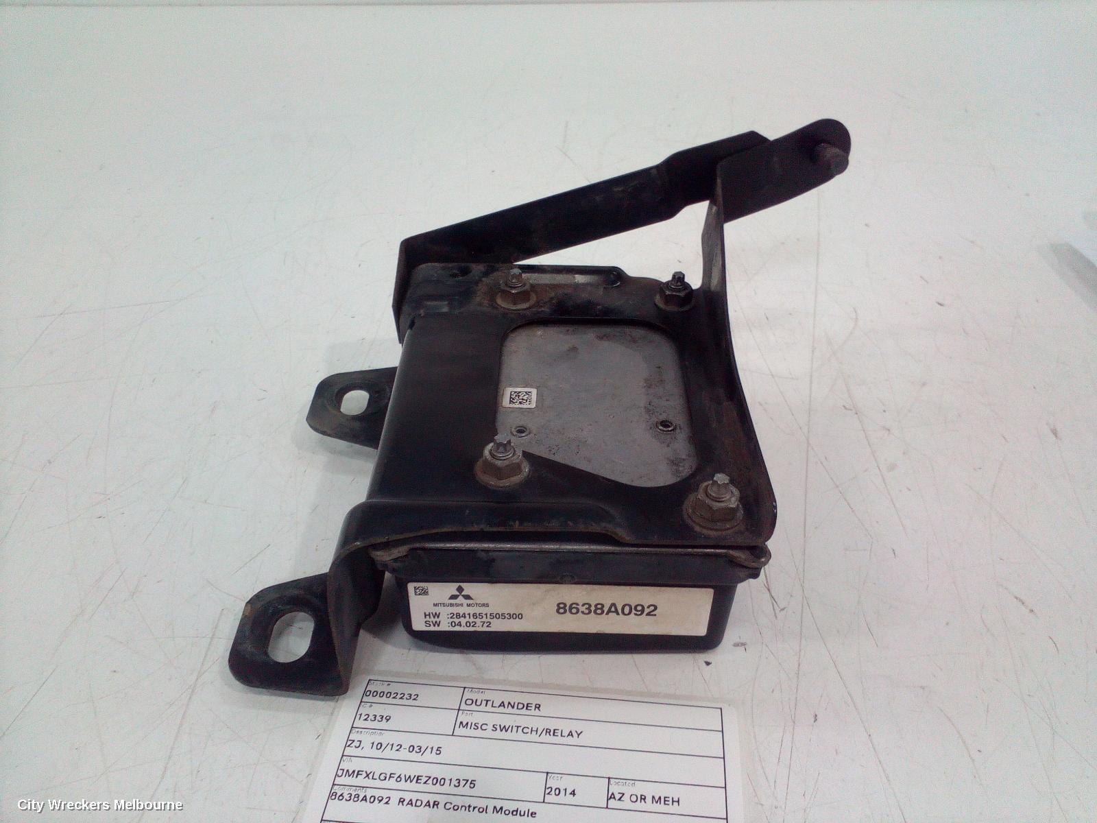 MITSUBISHI OUTLANDER, ZJ, 10/2012 - 03/2015, 8638A092  RADAR CONTROL MODULE: 112074 - Image 3