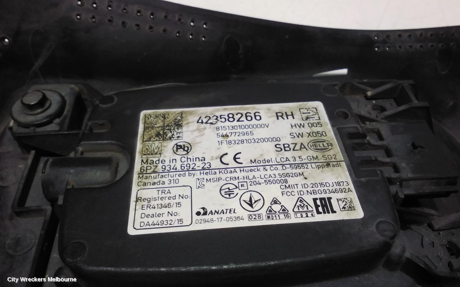 HOLDEN TRAX ECU, BLIND SPOT MONITOR CONTROL MODULE (LH REAR), TJ SERIES, 08/2013 - 12/2020 - Image 2