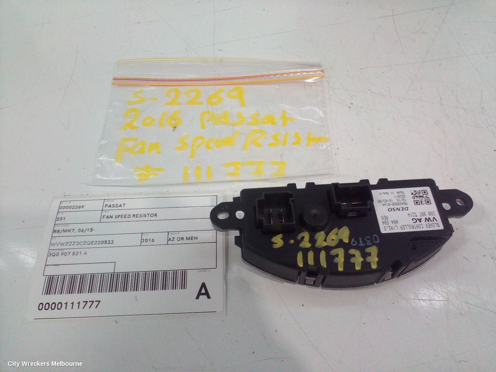 VOLKSWAGEN PASSAT FAN SPEED RESISTOR, B8/MK7, 06/2015 - 05/2023 - Image 1