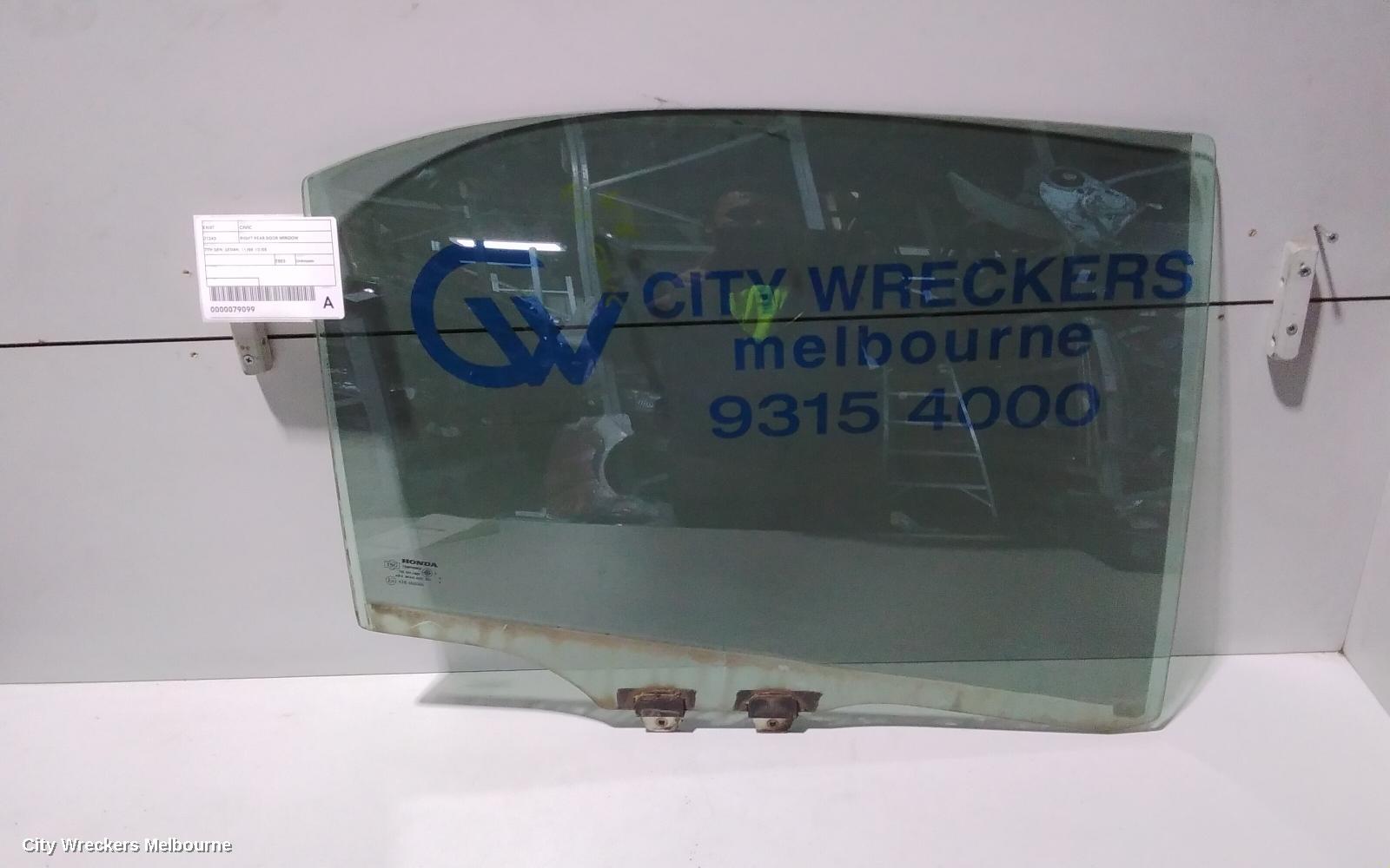 HONDA CIVIC RIGHT REAR DOOR WINDOW, 7TH GEN, SEDAN, 11/2000 - 12/2005 - Image 1