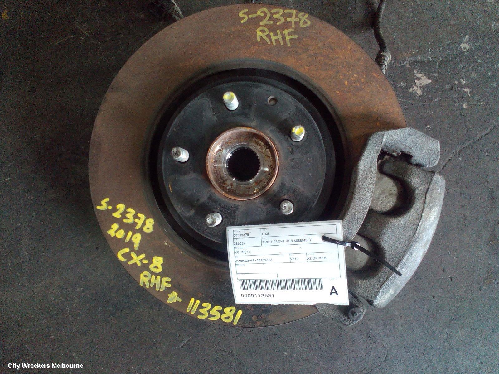MAZDA CX8 RIGHT FRONT HUB ASSEMBLY, KG, 05/2018 - 12/2023 - Image 2