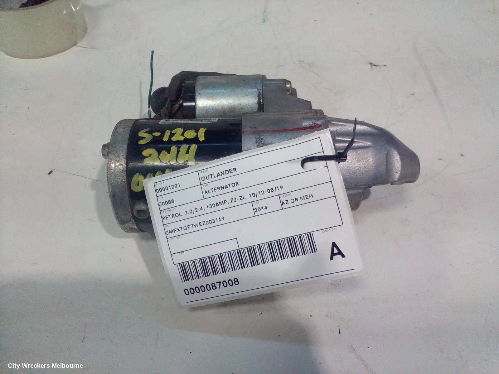 MITSUBISHI OUTLANDER ALTERNATOR, PETROL, 2.0/2.4, 130AMP, ZJ-ZL, 10/2012 - 08/2019 - Image 2
