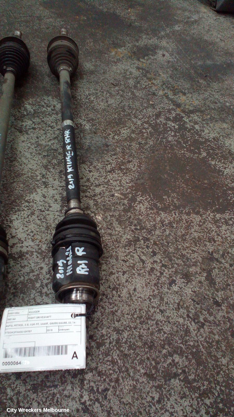 TOYOTA KLUGER RIGHT DRIVESHAFT, REAR, AUTO, AWD, PETROL, 3.5, 2GR-FE, U660F, GSU50-GSU55, 12/2013 - 10/2016 - Image 1