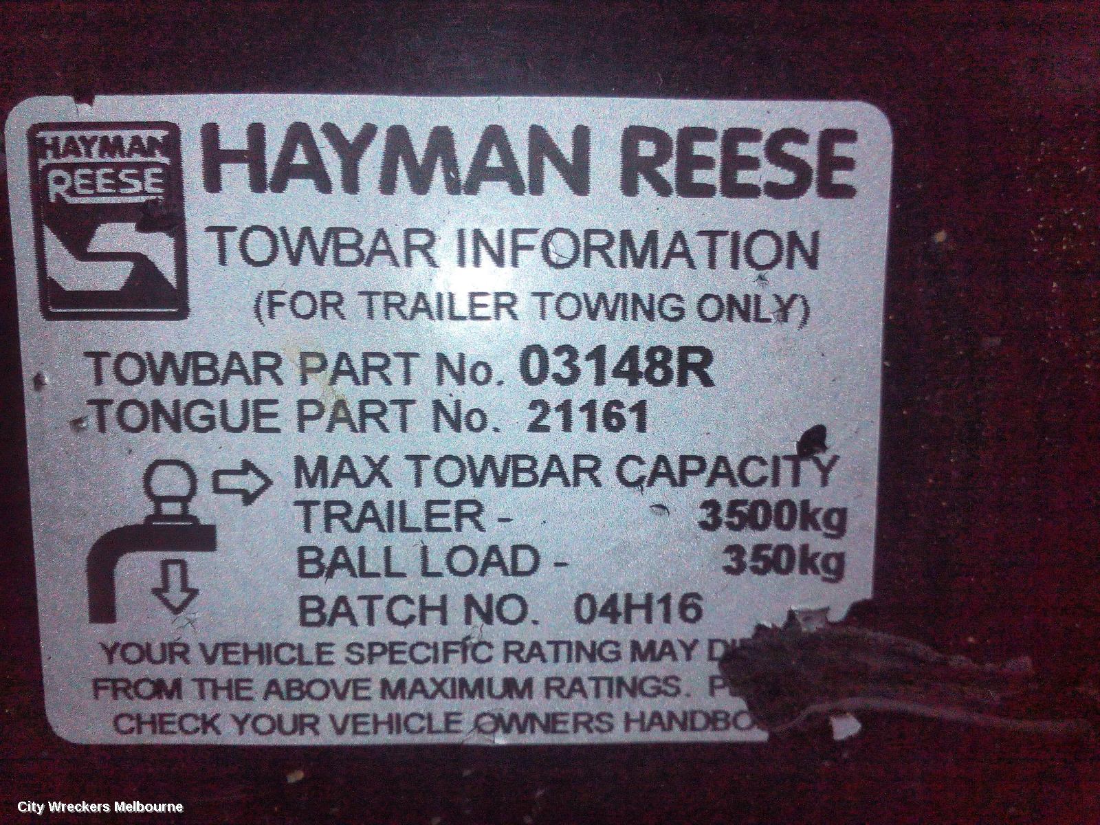 FORD RANGER TOWBAR, PX, UTE BACK TYPE, 2WD HI-RIDE/4WD, NON RAPTOR TYPE, 06/2015 - 04/2022 - Image 3