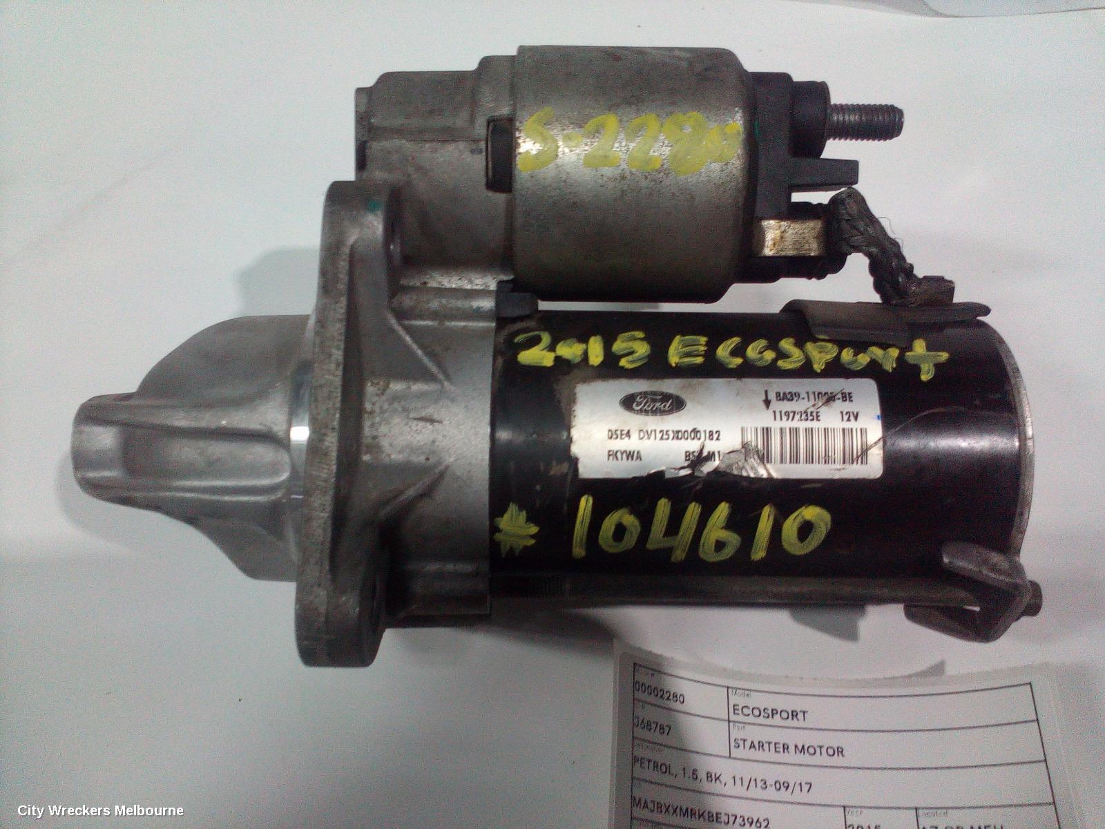 FORD ECOSPORT STARTER, PETROL, 1.5, BK, 11/2013 - 09/2017 - Image 2