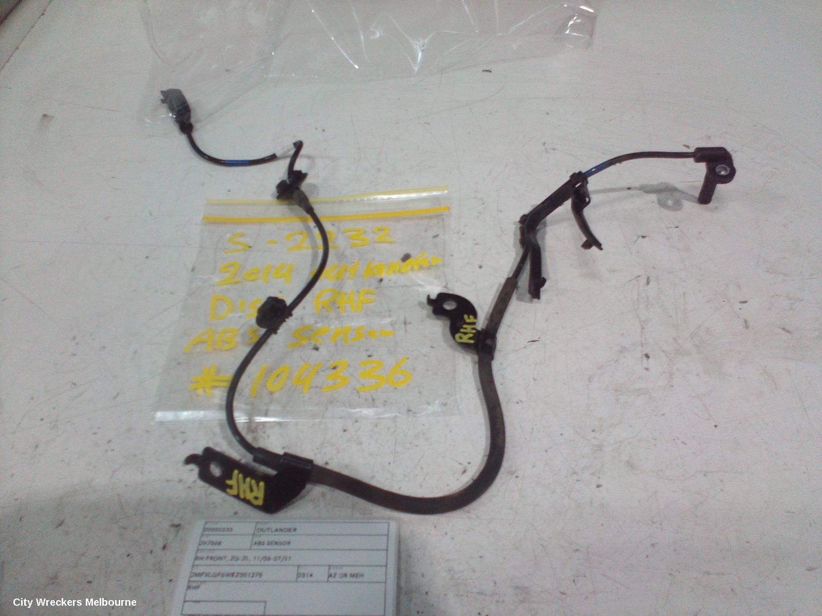 MITSUBISHI OUTLANDER ABS SENSOR, RH FRONT, ZG-ZL, 11/2006 - 07/2021 - Image 3