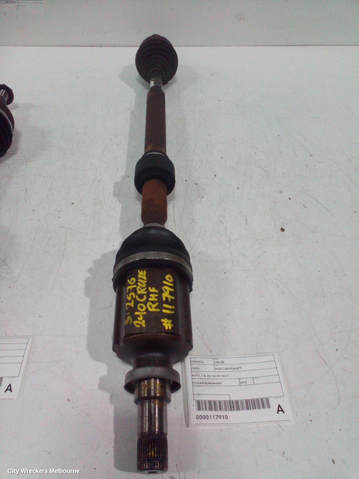 HOLDEN CRUZE RIGHT DRIVESHAFT, AUTO, 1.8, JG, 03/2009 - 02/2011 - Image 1