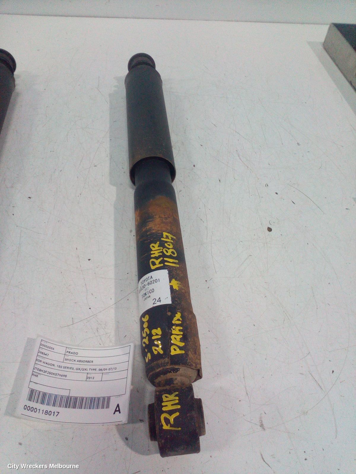 TOYOTA PRADO SHOCK ABSORBER, 150 SERIES, 5DR WAGON, REAR, RH SIDE, GX/GXL TYPE, 08/2009 - 07/2013 - Image 1