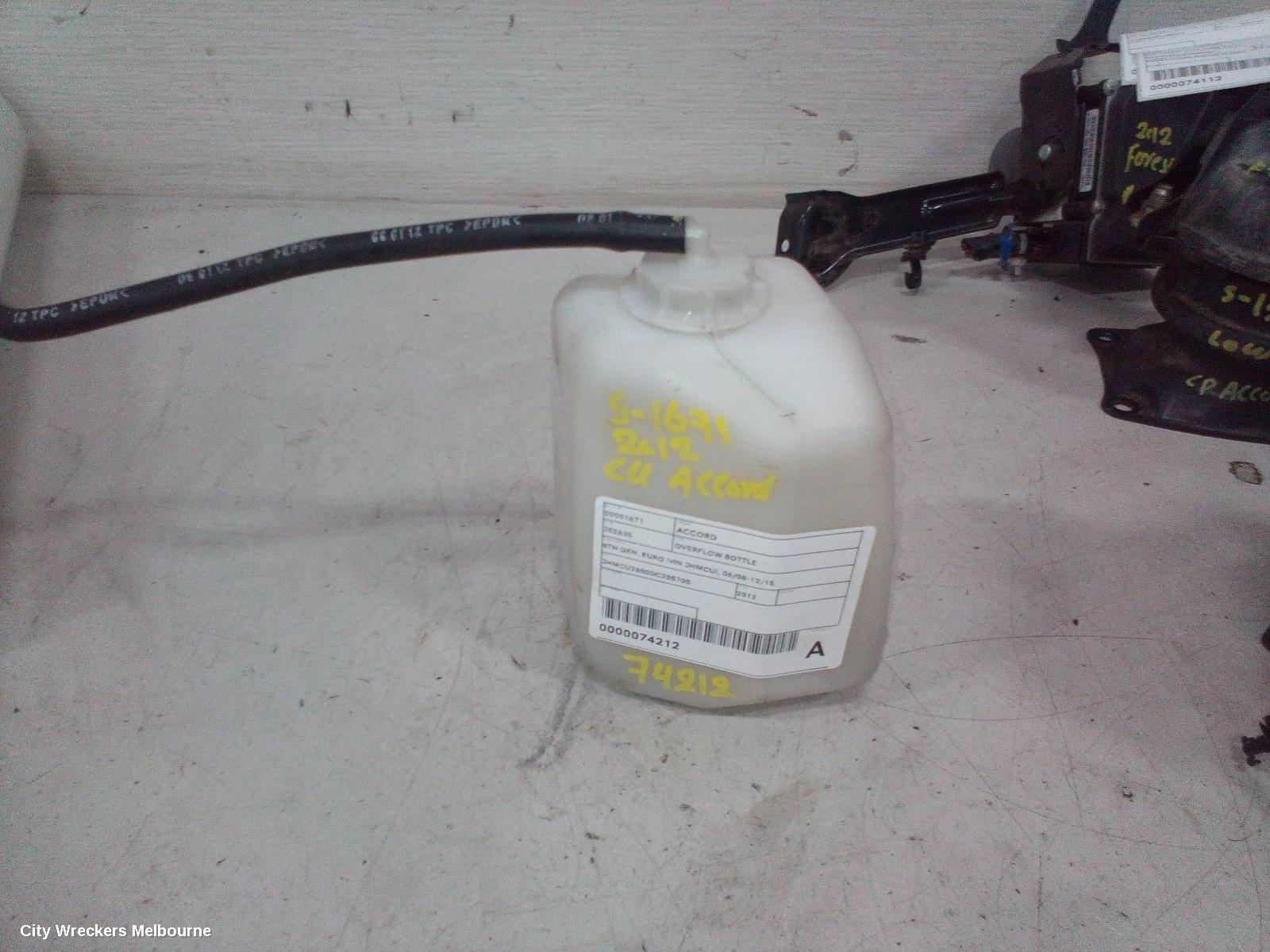 HONDA ACCORD OVERFLOW BOTTLE, 8TH GEN, EURO (VIN JHMCU), 06/2008 - 12/2015 - Image 1