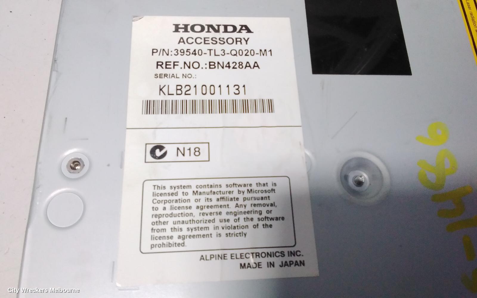 HONDA ACCORD RADIO/CD/DVD/SAT/TV, DVD ROM, 8TH GEN, EURO (VIN JHMCU), 02/2008 - 12/2015 - Image 2