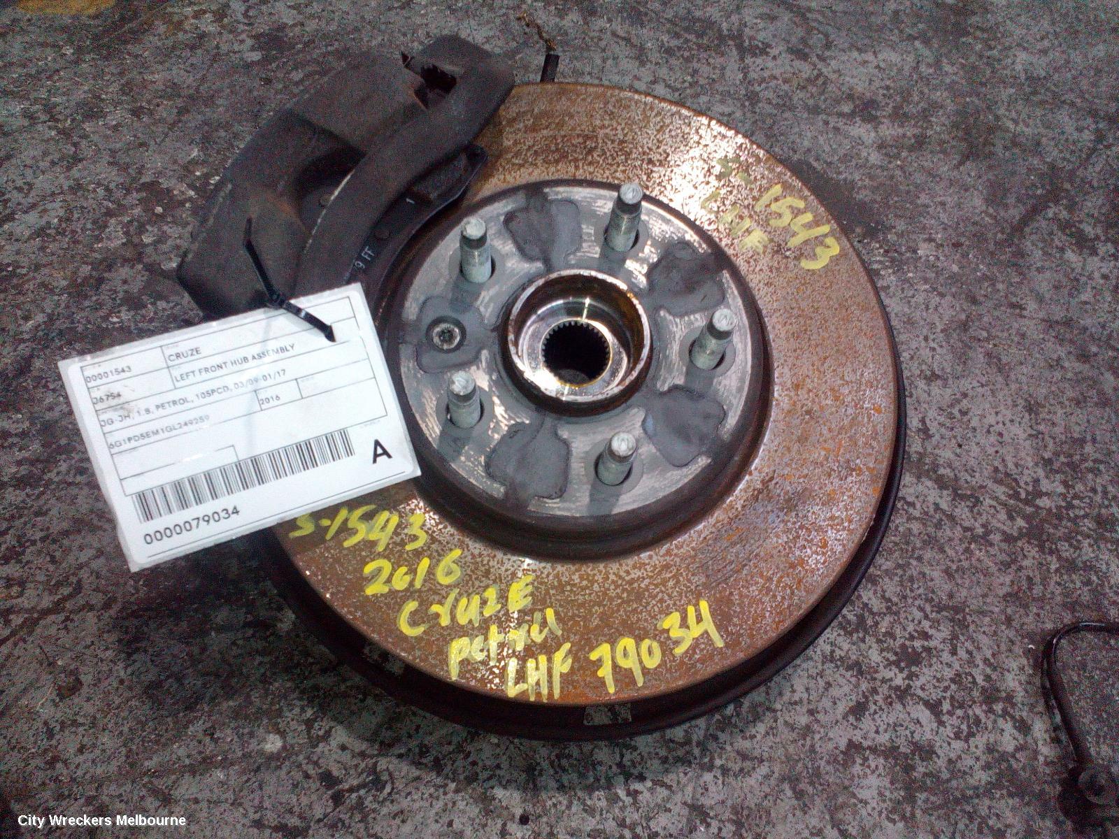 HOLDEN CRUZE LEFT FRONT HUB ASSEMBLY, JG-JH, 1.8, PETROL, 105PCD, 03/2009 - 01/2017 - Image 1