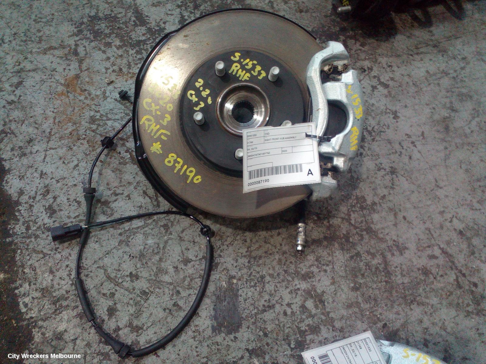MAZDA CX3 RIGHT FRONT HUB ASSEMBLY, DK, 03/2015 ONWARDS - Image 1