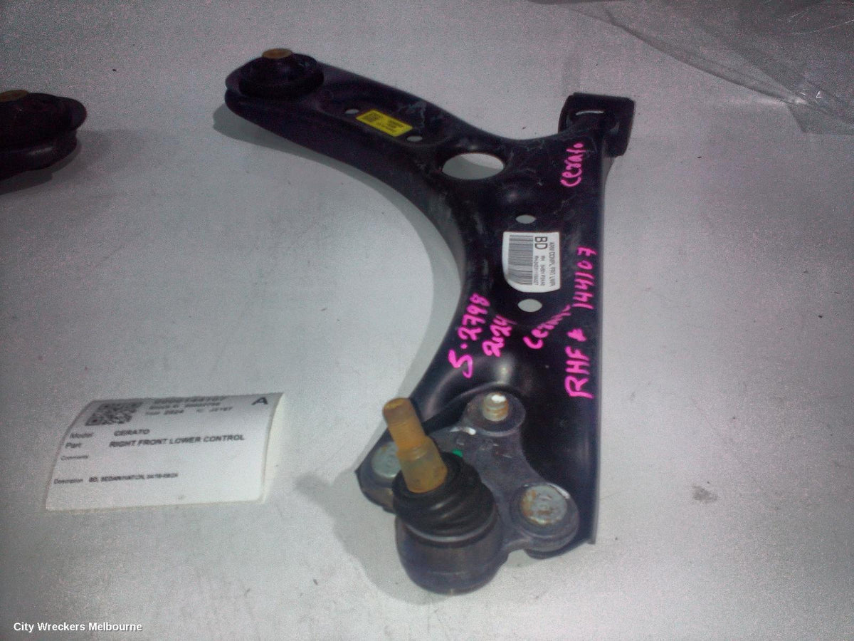 KIA CERATO RIGHT FRONT LOWER CONTROL ARM, BD, SEDAN/HATCH, 04/2018 - 09/2024 - Image 1