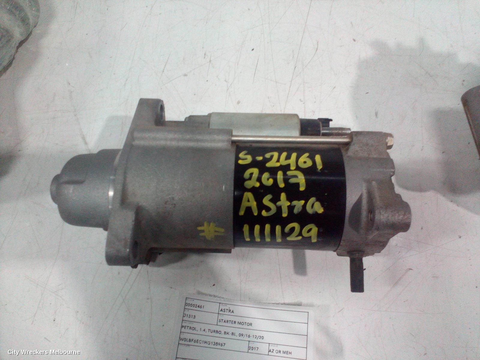 HOLDEN ASTRA STARTER, PETROL, 1.4, TURBO, BK-BL, 09/2016 - 12/2020 - Image 2