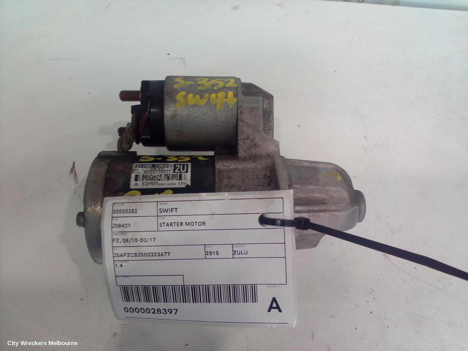 SUZUKI SWIFT STARTER, PETROL, 1.4, K14B, FZ, (VIN JSAFZC), 08/2010 - 03/2017 - Image 3