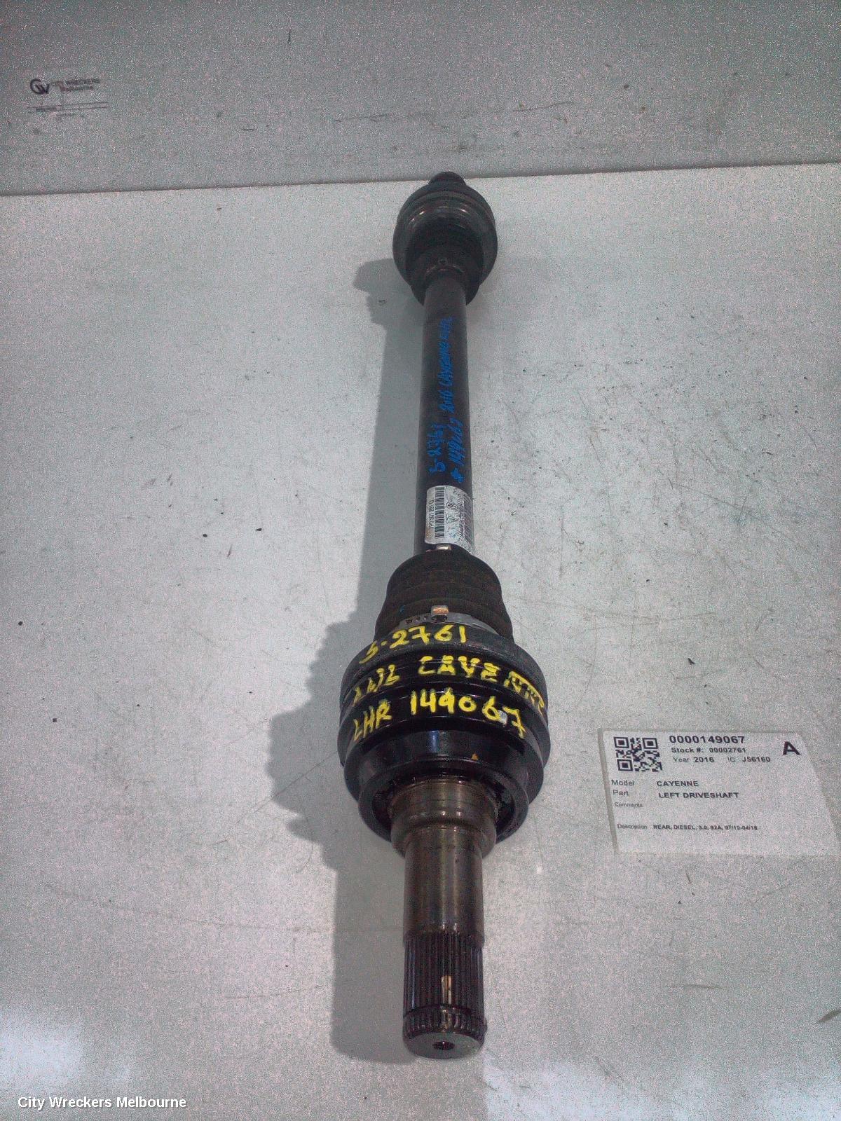 PORSCHE CAYENNE LEFT DRIVESHAFT, REAR, DIESEL, 3.0, 92A, 07/2010 - 04/2018 - Image 1