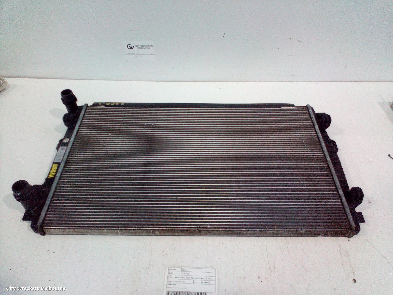 VOLKSWAGEN GOLF RADIATOR, PRIMARY RADIATOR (CLOSEST TO ENGINE), AUTO/MANUAL, 1.4, PETROL, GEN 7, 12/2012 - 08/2020 - Image 1