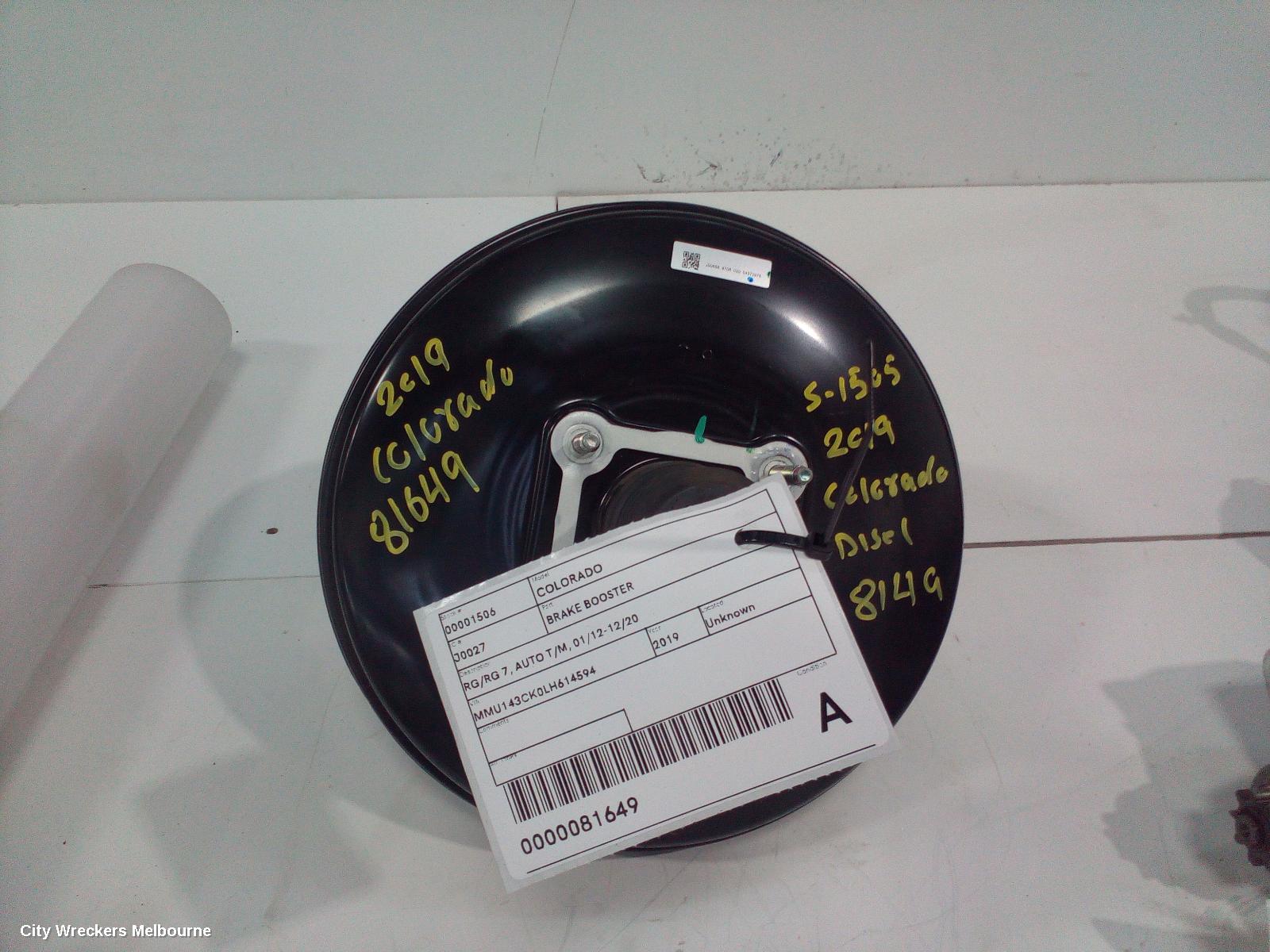 HOLDEN COLORADO BRAKE BOOSTER, RG/RG 7, AUTO T/M, 01/2012 - 12/2020 - Image 2