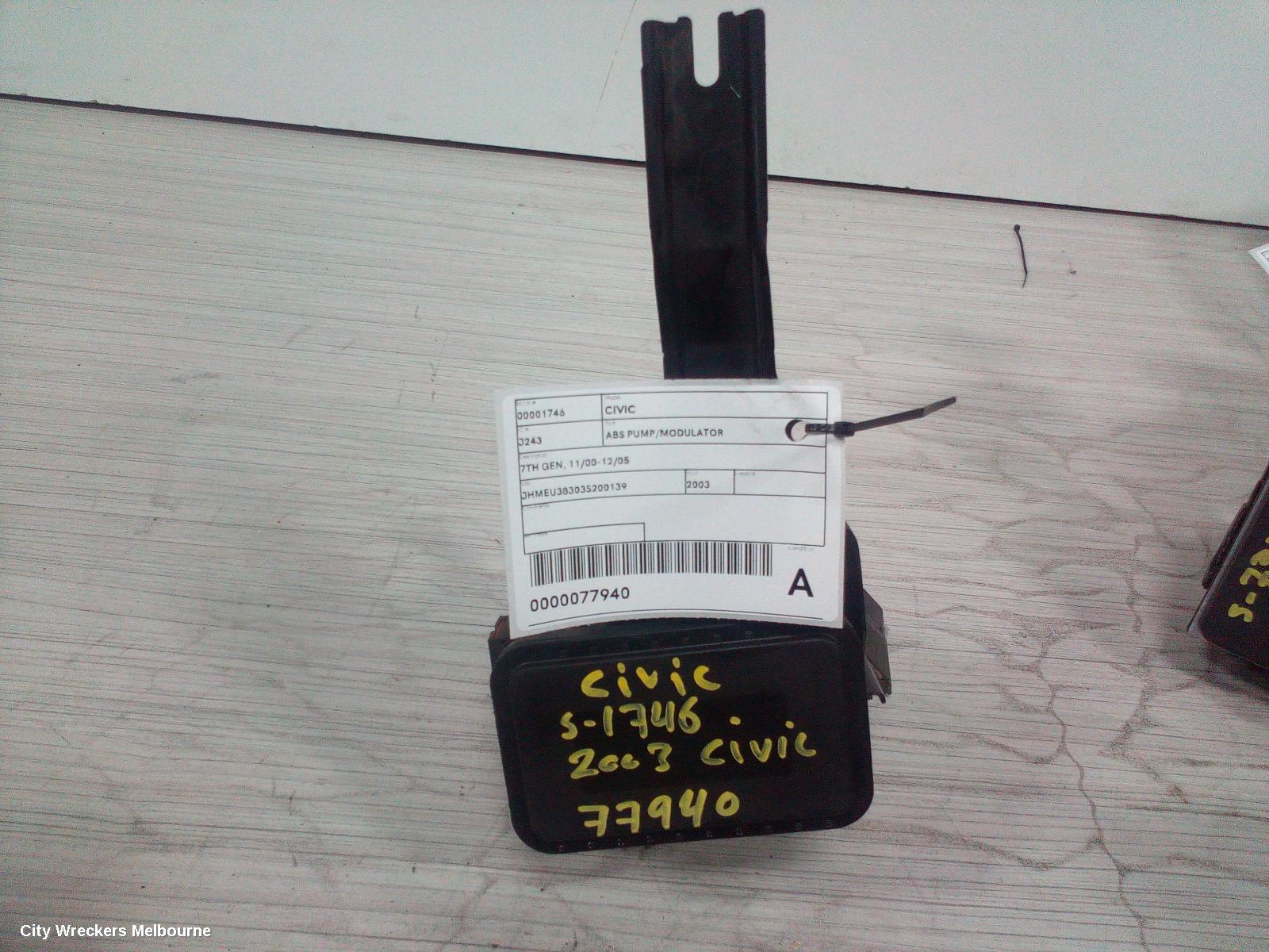 HONDA CIVIC ABS PUMP/MODULATOR, 7TH GEN, 11/2000 - 12/2005 - Image 1