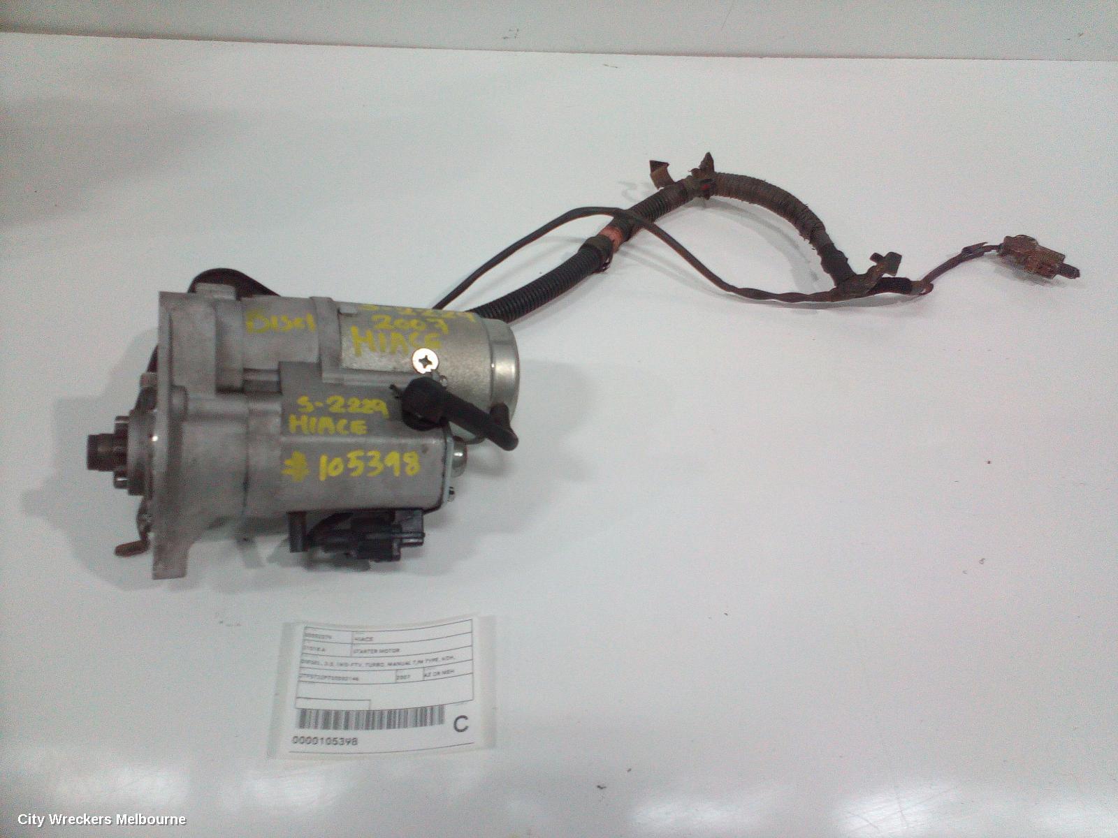 TOYOTA HIACE STARTER, DIESEL, 3.0, 1KD-FTV, TURBO, MANUAL T/M TYPE, KDH, 09/2006 - 04/2019 - Image 2