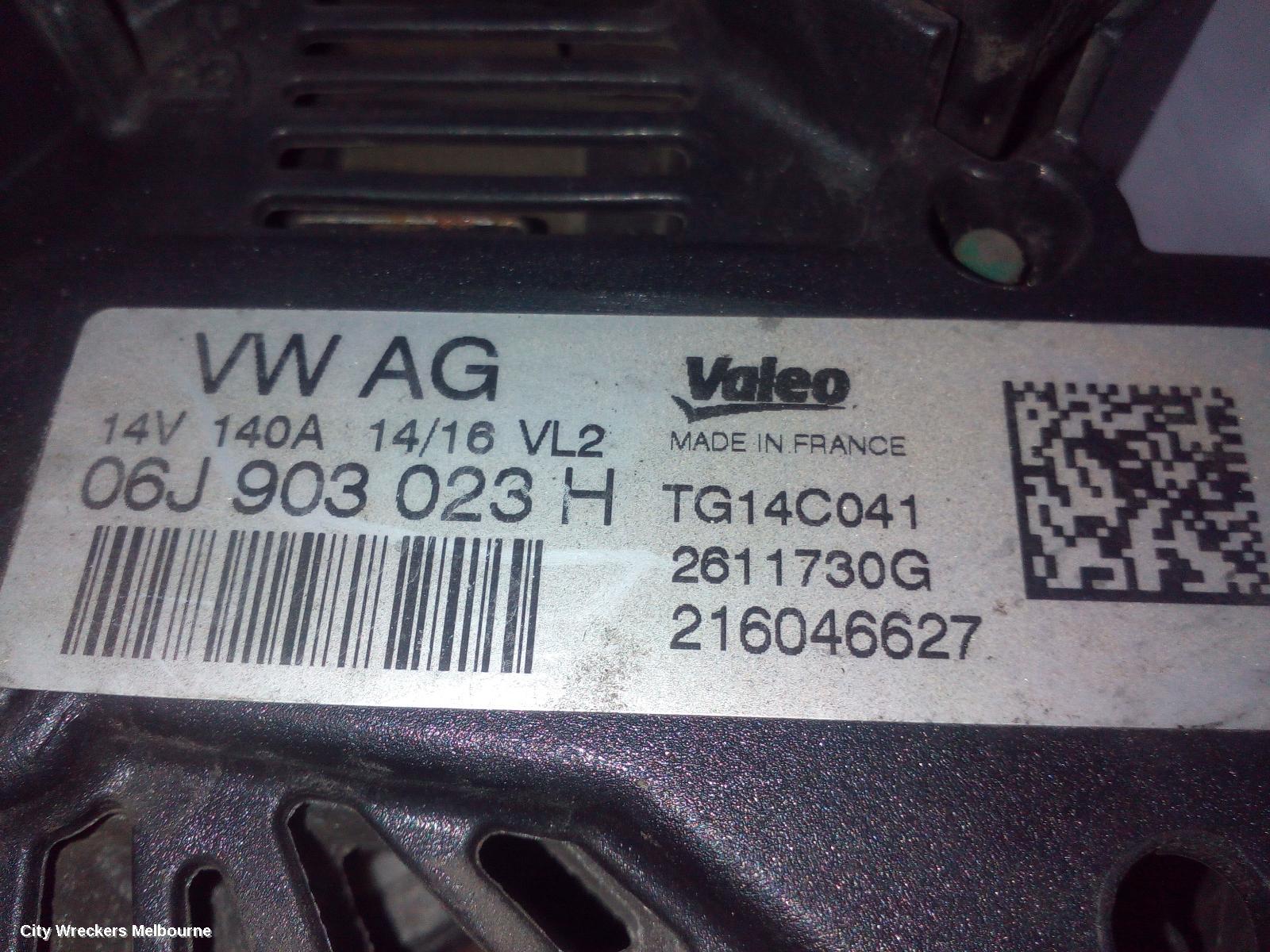 VOLKSWAGEN PASSAT ALTERNATOR, PETROL, 1.8, VALEO P/N 06J903023Q, 140AMP, 3C/MK6 B7, 12/2012 ONWARDS - Image 3