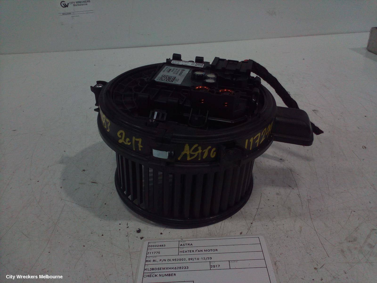 HOLDEN ASTRA HEATER FAN MOTOR, BK-BL, P/N DL952002, 09/2016 - 12/2020 - Image 1