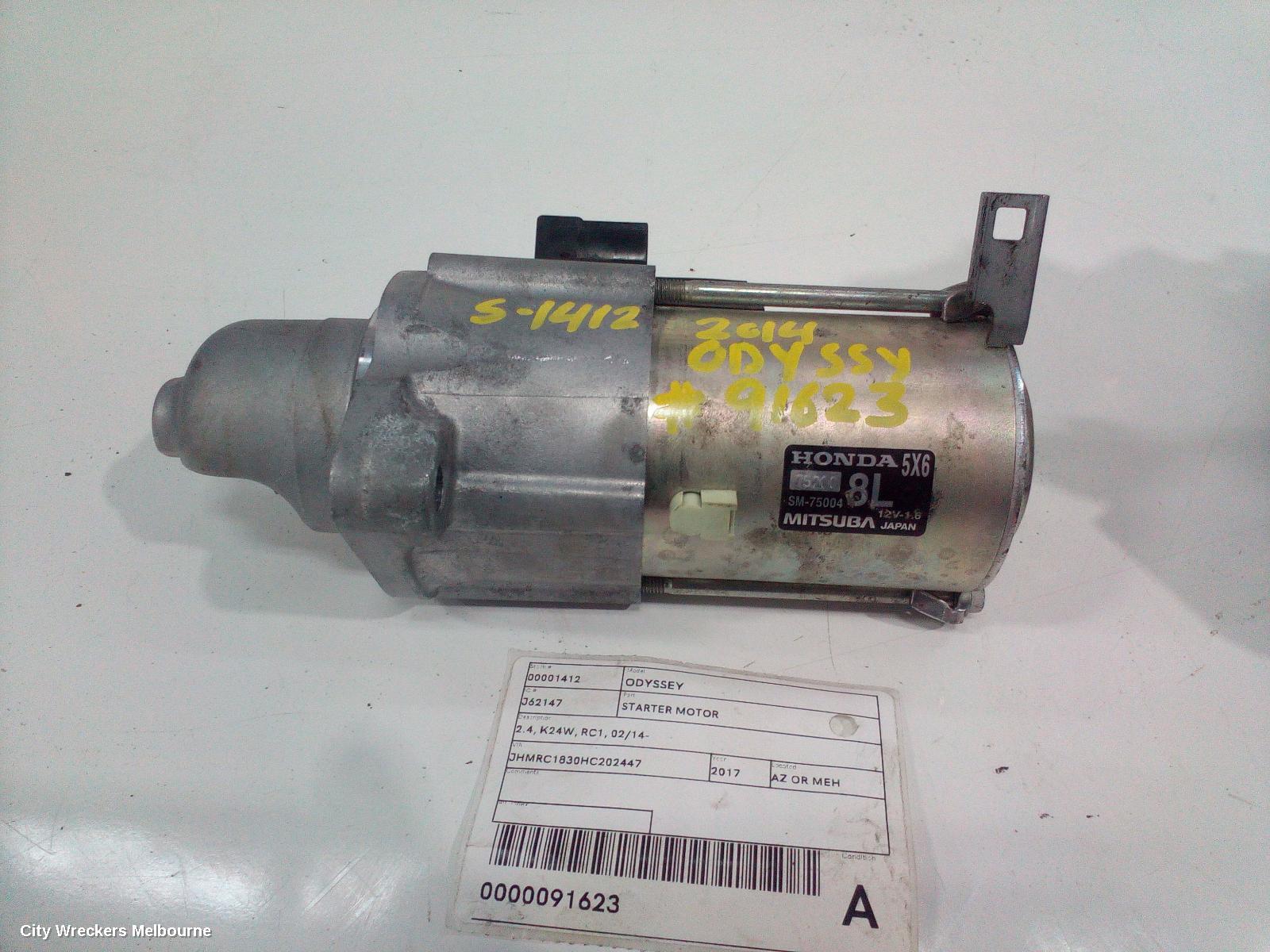 HONDA ODYSSEY STARTER, 2.4, K24W, RC1, 02/2014 ONWARDS - Image 2