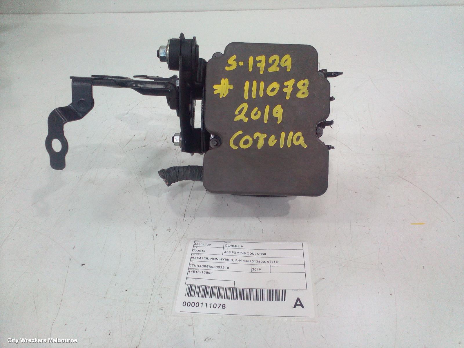 TOYOTA COROLLA ABS PUMP/MODULATOR, MZEA12R, NON HYBRID, P/N 4454012800, 07/2018 ONWARDS - Image 2