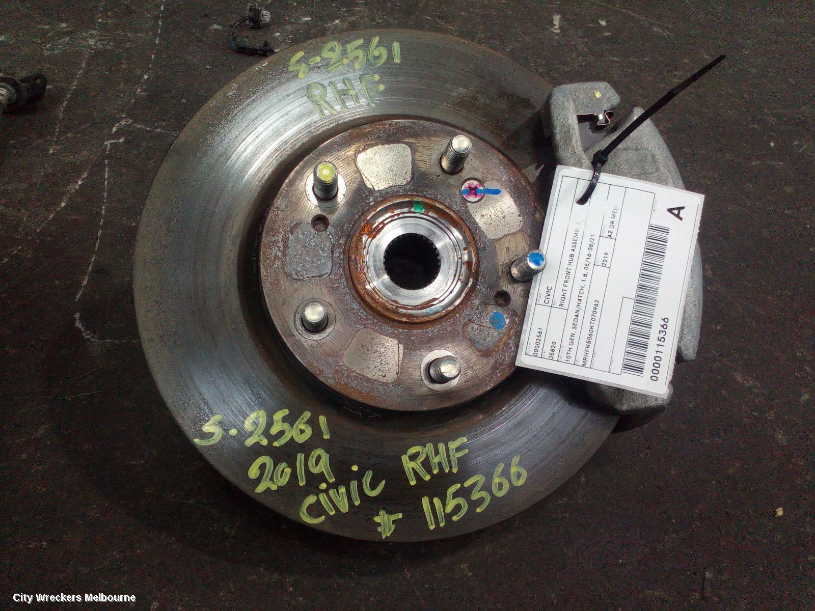 HONDA CIVIC RIGHT FRONT HUB ASSEMBLY, 10TH GEN, SEDAN/HATCH, 1.8, 05/2016 - 08/2021 - Image 1