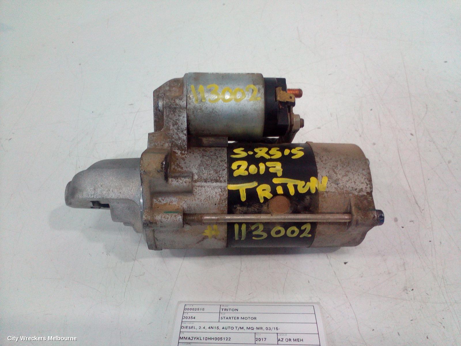 MITSUBISHI TRITON STARTER, DIESEL, 2.4, 4N15, AUTO T/M, MQ-MR, 03/2015 ONWARDS - Image 1