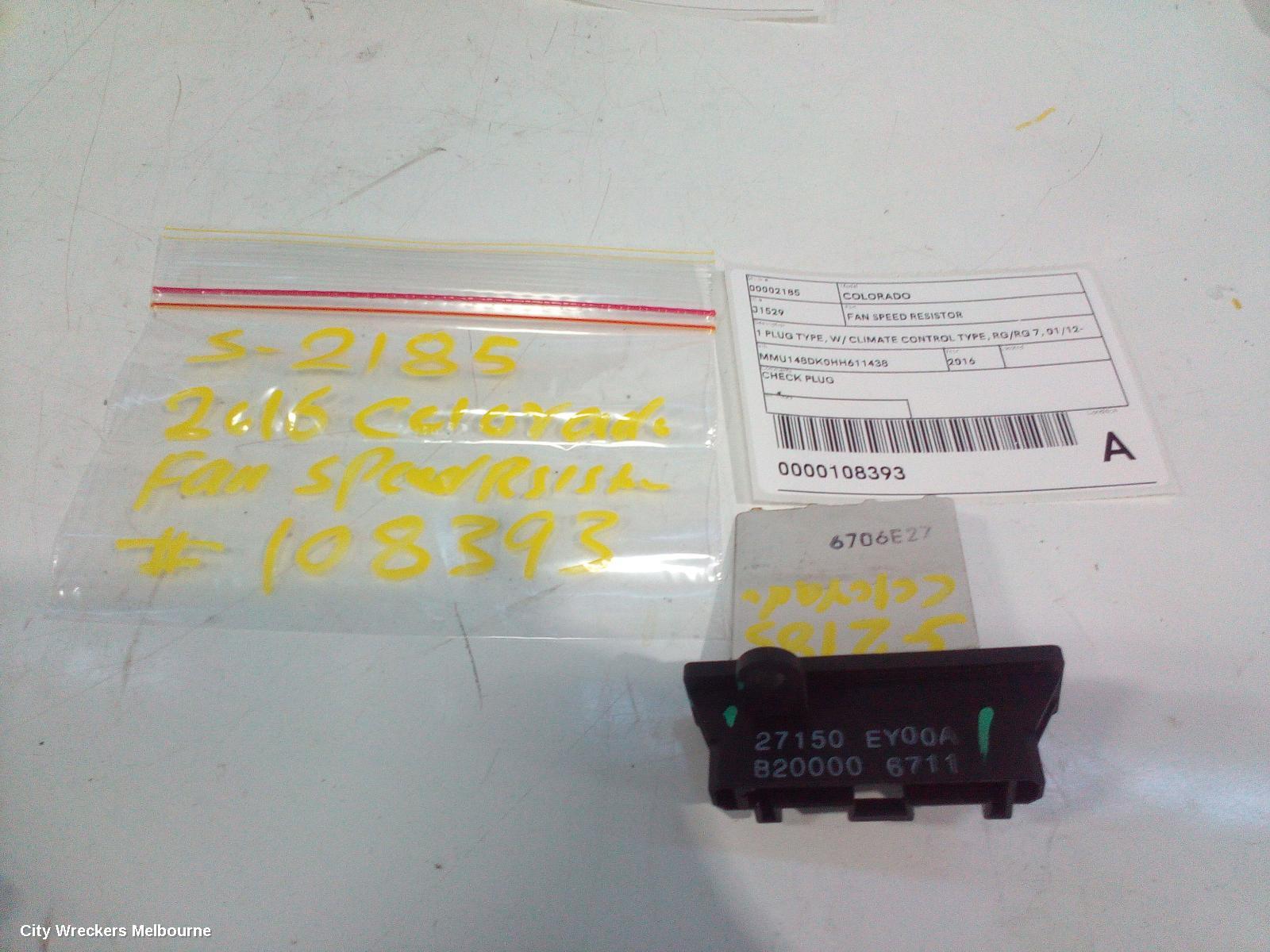 HOLDEN COLORADO FAN SPEED RESISTOR, 1 PLUG TYPE, W/ CLIMATE CONTROL TYPE, RG/RG 7, 01/2012 - 06/2016 - Image 2