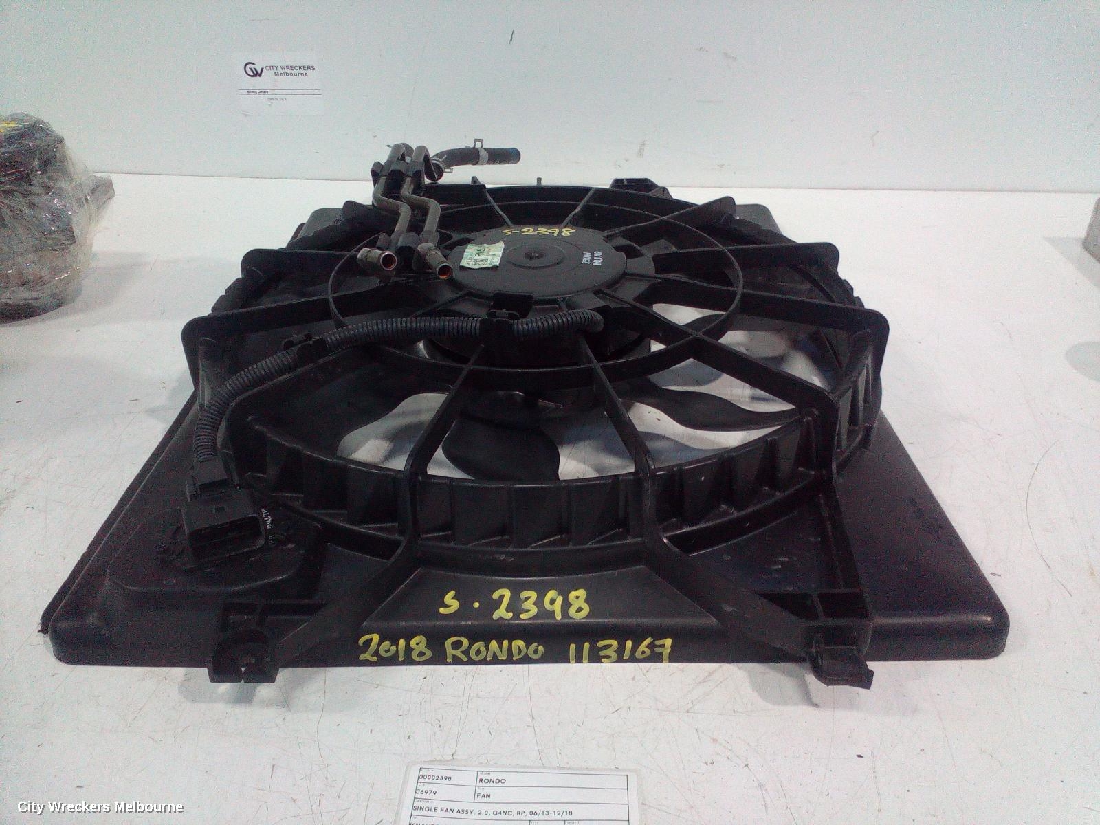 KIA RONDO FAN, SINGLE FAN ASSY, 2.0, G4NC, RP, 06/2013 - 12/2018 - Image 2