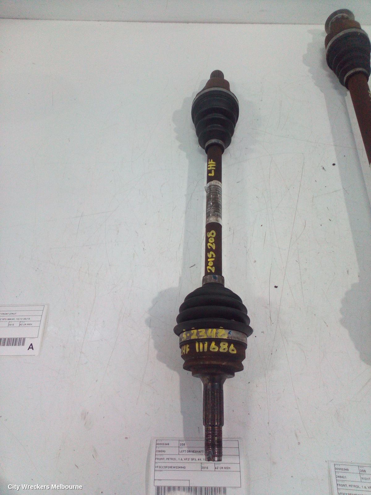 PEUGEOT 208 LEFT DRIVESHAFT, FRONT, PETROL, 1.6, VF3* 5FS, A9, 10/2012 - 05/2015 - Image 2