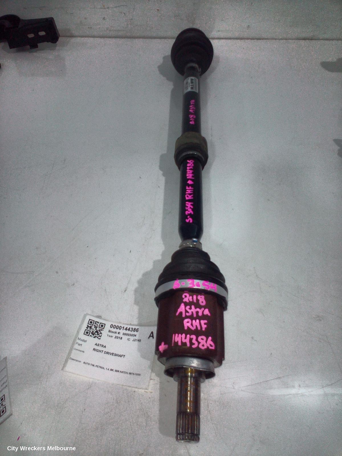 HOLDEN ASTRA RIGHT DRIVESHAFT, AUTO T/M, PETROL, 1.4, BK, 5DR HATCH, 09/2016 - 12/2020 - Image 1