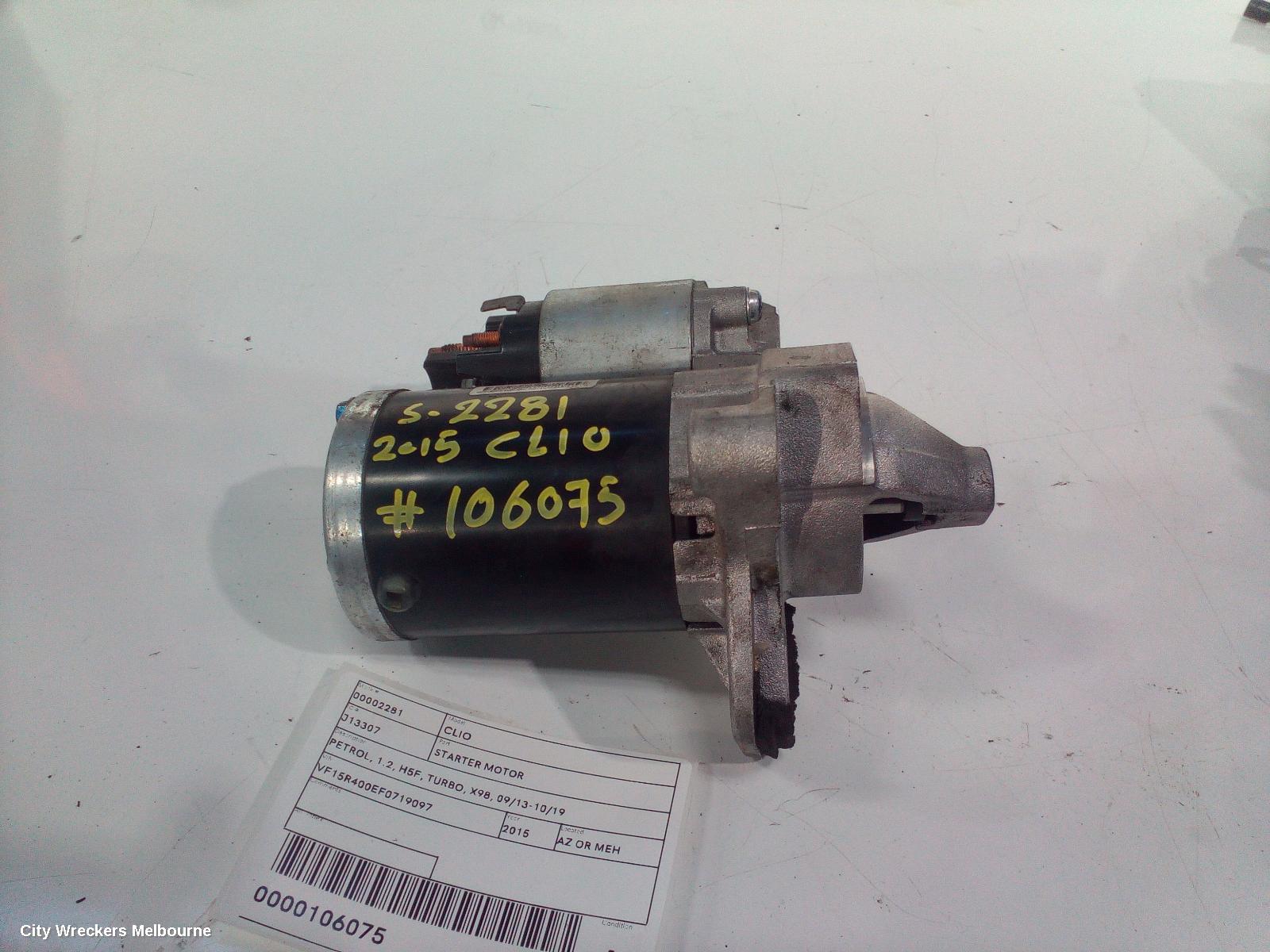 RENAULT CLIO STARTER, PETROL, 1.2, H5F, TURBO, X98, 09/2013 - 10/2019 - Image 1