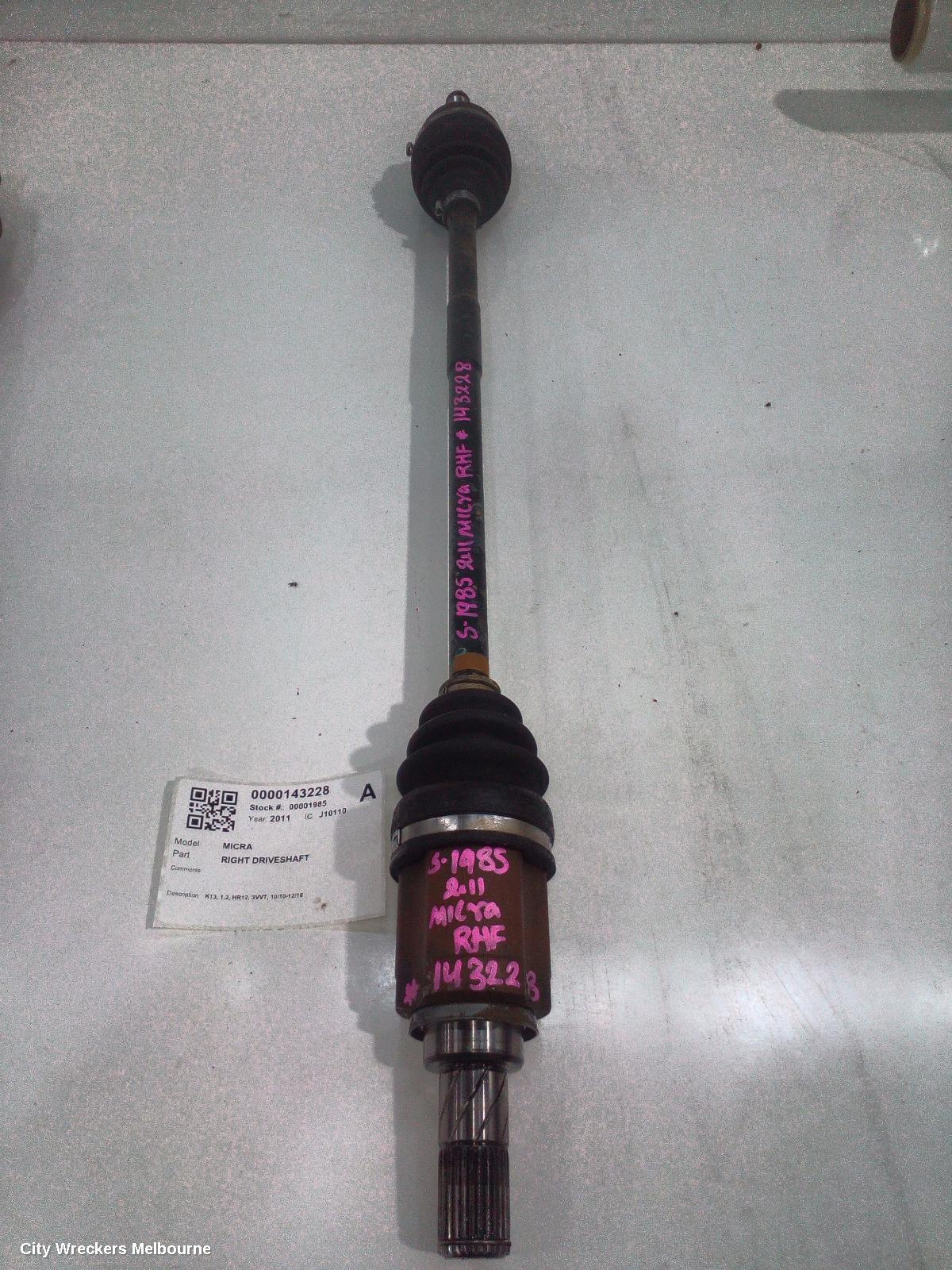 NISSAN MICRA RIGHT DRIVESHAFT, K13, 1.2, HR12, 3VVT, 10/2010 - 12/2016 - Image 1