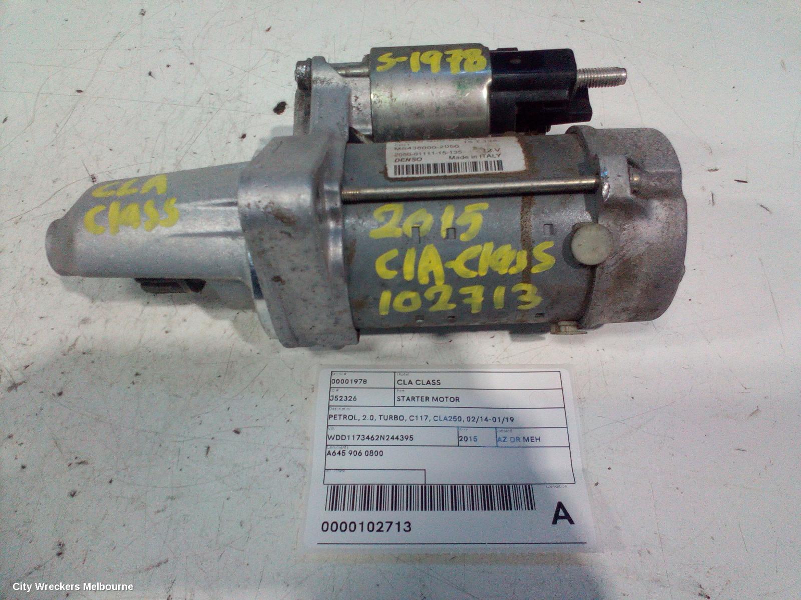 MERCEDES CLA CLASS STARTER, PETROL, 2.0, TURBO, C117, CLA250, 02/2014 - 01/2019 - Image 1