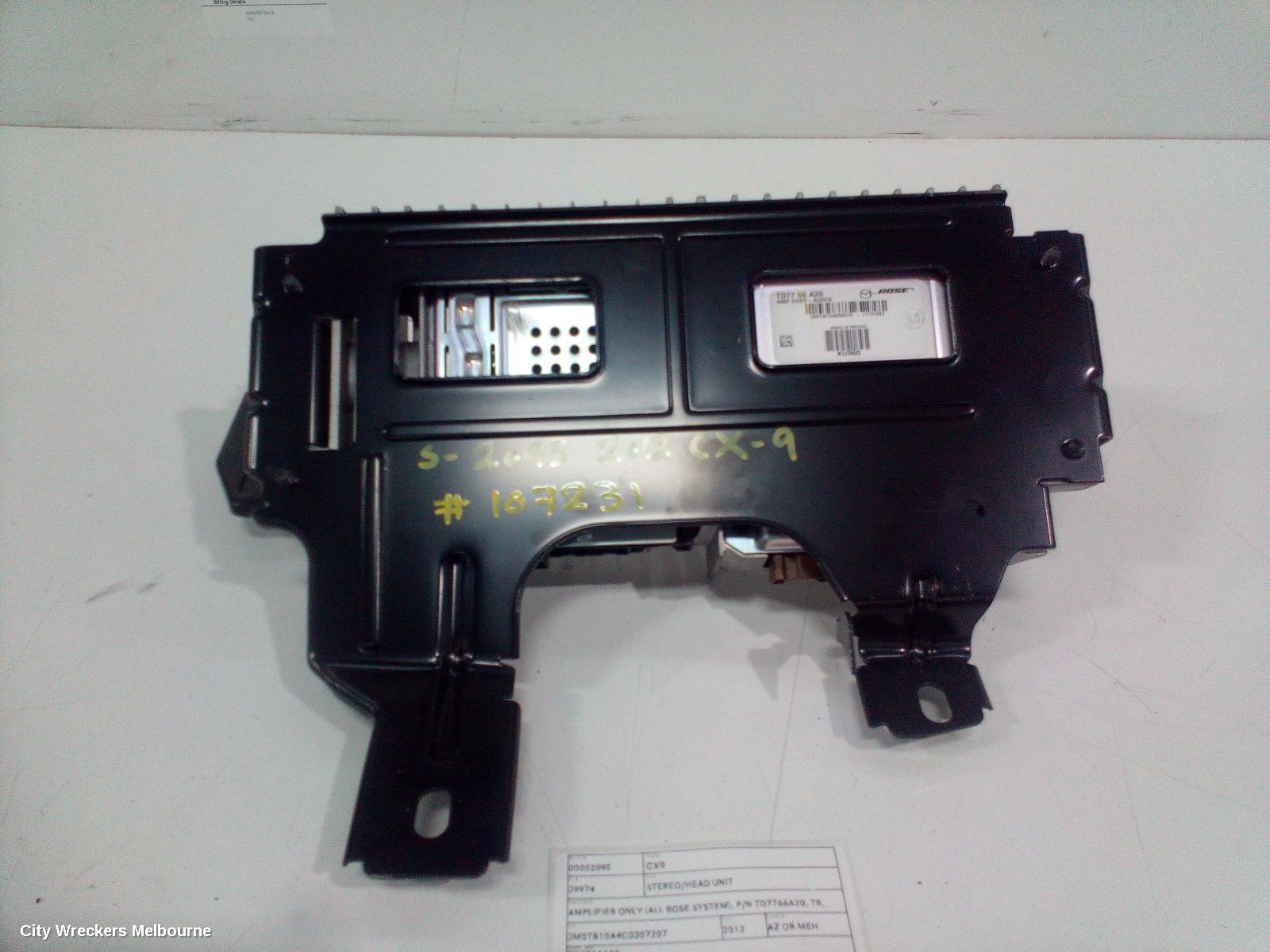 MAZDA CX9 RADIO/CD/DVD/SAT/TV, AMPLIFIER ONLY (ALL BOSE SYSTEM), P/N TD7766A20, TB, 12/2007 - 12/2015 - Image 1