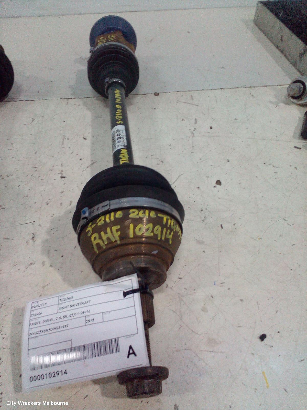 VOLKSWAGEN TIGUAN RIGHT DRIVESHAFT, FRONT, DIESEL, 2.0, 5N, 07/2011 - 08/2016 - Image 1