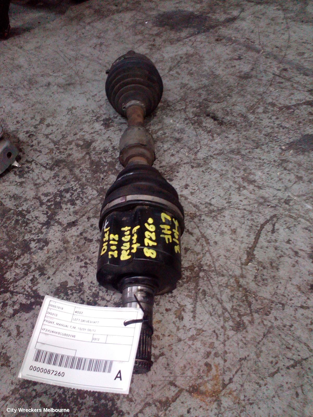 PEUGEOT 4007 LEFT DRIVESHAFT, FRONT, MANUAL T/M, 10/2009 - 08/2013 - Image 1