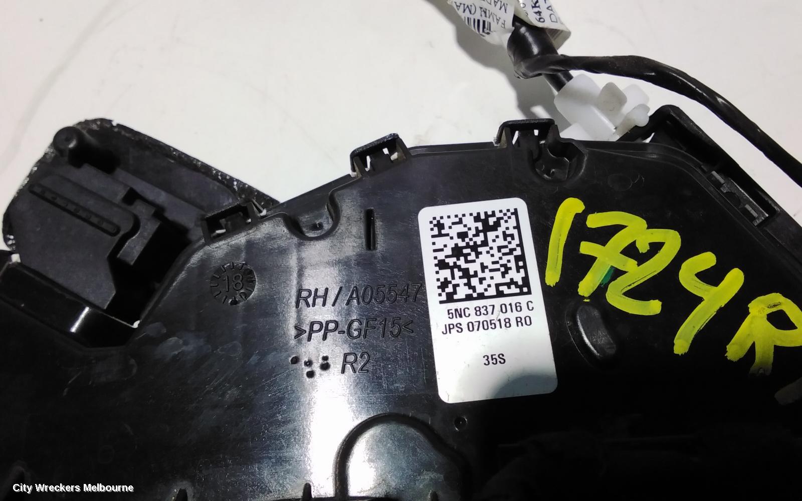 VOLKSWAGEN TIGUAN DOOR/BOOT/GATE LOCK, RIGHT FRONT DOOR LOCK, 5NA, ALLSPACE, P/N 5NN837016C, 10/2018 ONWARDS - Image 2