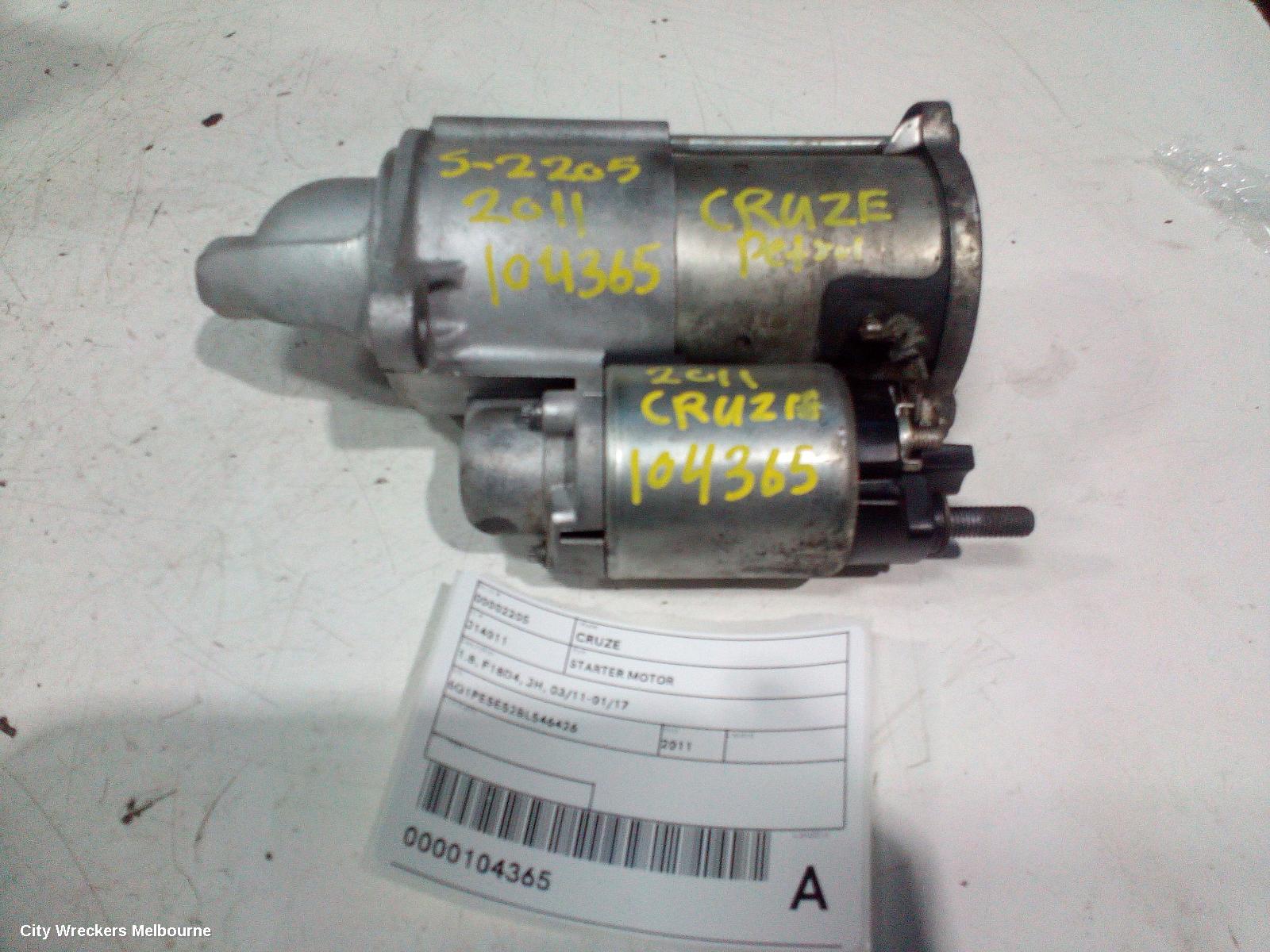 HOLDEN CRUZE STARTER, 1.8, F18D4, JH, 03/2011 - 01/2017 - Image 1