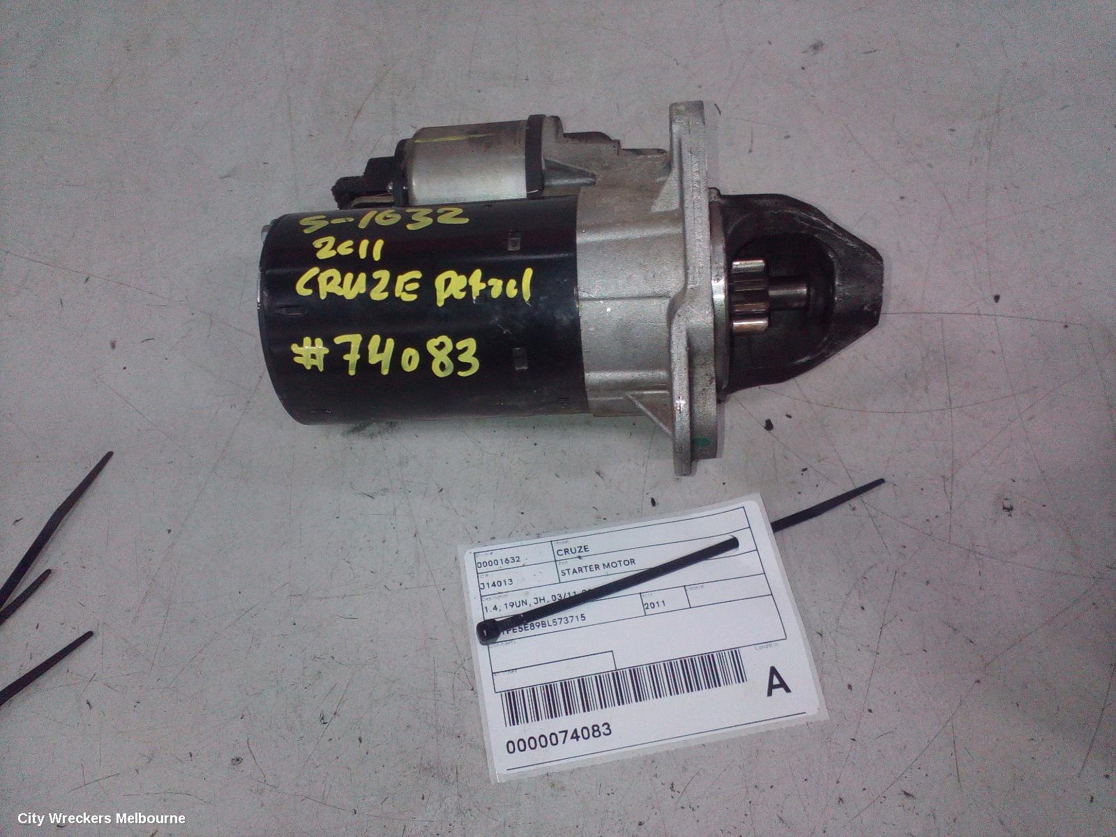 HOLDEN CRUZE STARTER, 1.4, 19UN, JH, 03/2011 - 01/2017 - Image 1