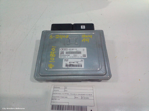 AUDI A4 ECU, ENGINE ECU, 2.0, PETROL, ECU ONLY, P/N 8T2907115, B8 8K, 02/2008 - 01/2016 - Image 1