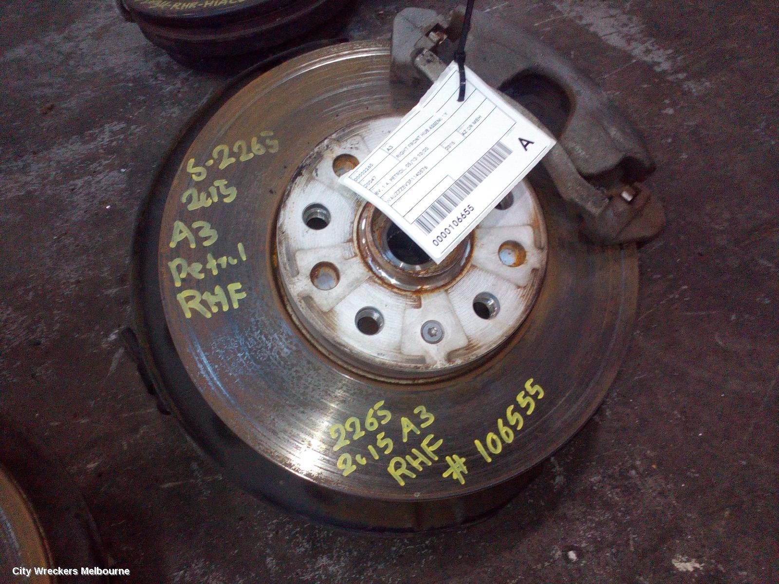AUDI A3 RIGHT FRONT HUB ASSEMBLY, 8V, 1.4, PETROL, 05/2013 - 10/2020 - Image 2
