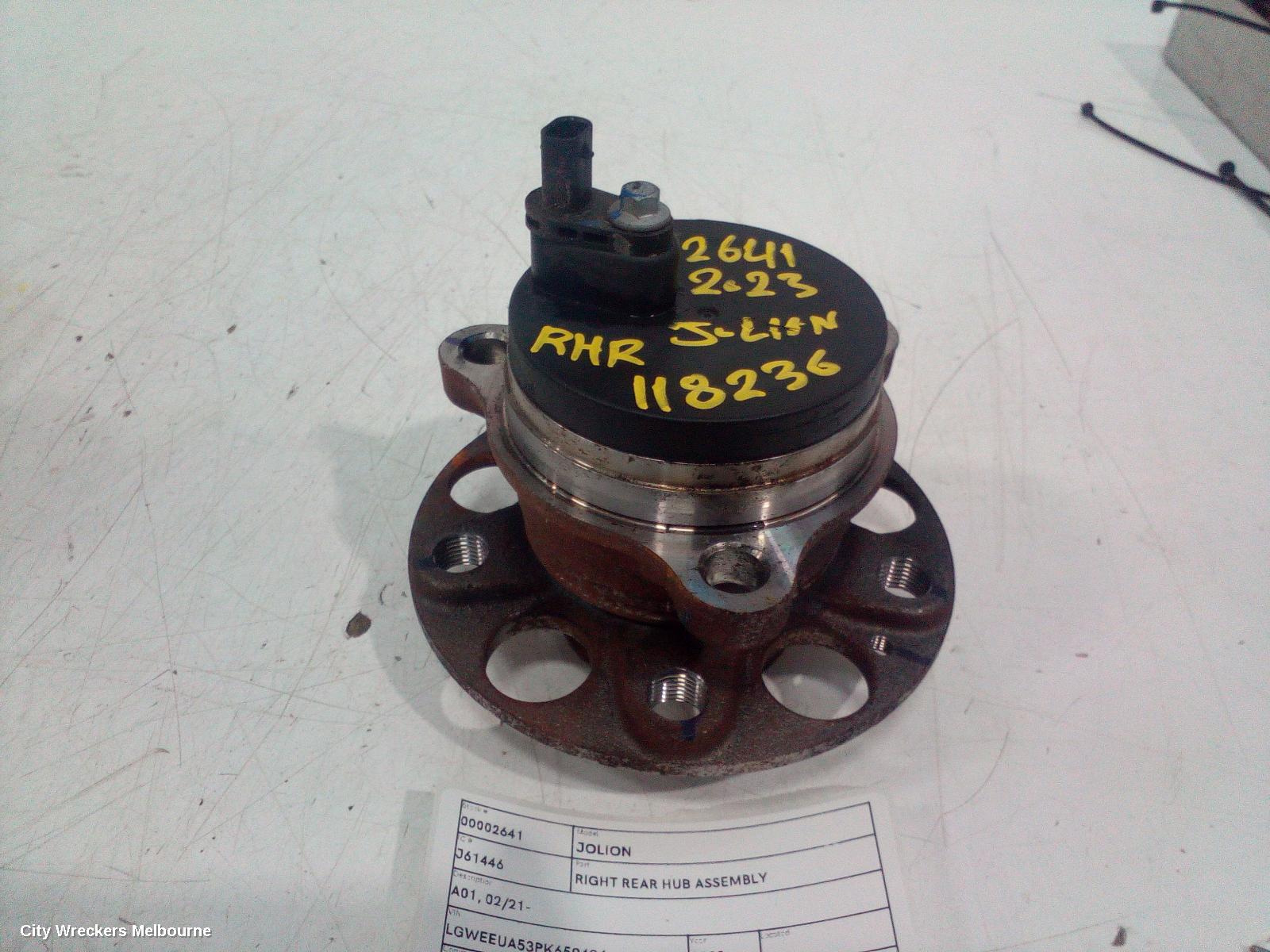 HAVAL JOLION RIGHT REAR HUB ASSEMBLY, A01, 02/2021 ONWARDS - Image 1